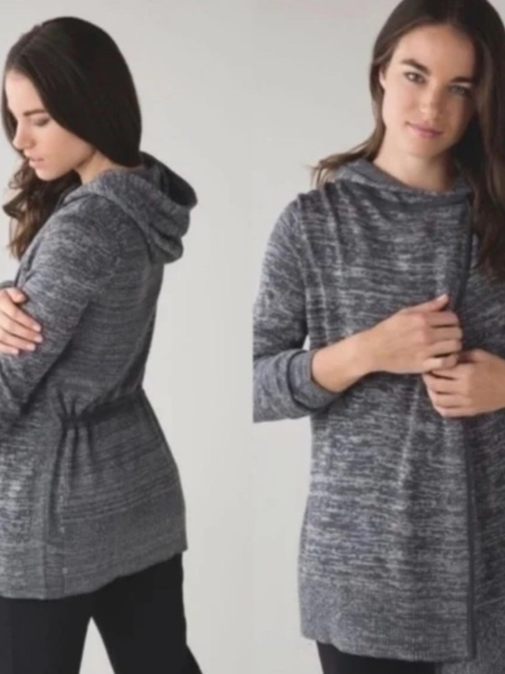 lululemon athletica Gray Marled Hooded Knit Tunic Cardigan Size 6